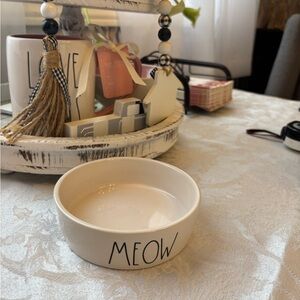 Rae Dunn Cream Ceramic cat Dish